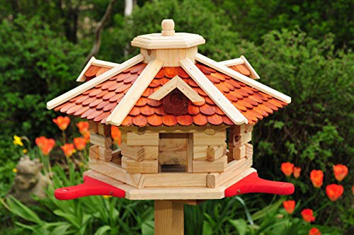 PREMIUM Vogelhaus, 65 cm XXL, mit Landebahn + LED - Beleuchtung/Licht - Anflugbrett NEU, Massivholz,wetterfest,Vogelvilla Vöglehus Vogelhäuser Vogelhäuschen, Futterstation aus Holz
