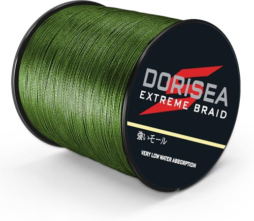 Dorisea Extreme Braid 100% Pe Braided Fishing Line 6-300Lb Test Fishing Wire 100m/109Yards Fishing String-Abrasion Resistant Incredible Superline Zero Stretch Small Diameter (Army Green, 30lb/0.26mm)