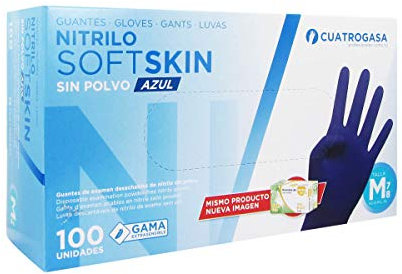 Guantes de nitrilo sin polvo desechable soft skin Talla M 7-8 caja de 100u (1)