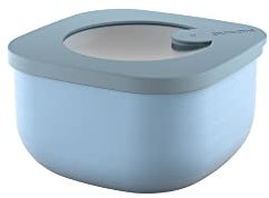 Guzzini - Kitchen Active Design, STORE&MORE, Recipiente Hermético Bajo para Frigorífico/Congelador/Microondas (S) - Celeste Mate, 12,2 x 12,2 x h6,8 cm - 170700189
