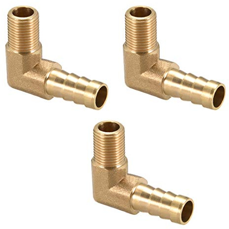sourcing map 3 uds. Conector de manguera de púas de latón codo 8 mm de púas | a Conector adaptador de tubo macho de 1/8PT, de 90 grados