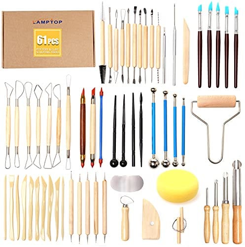 61pcs Ceramic Tools Clay Sculpting Set, Polymer Clay Tools Clay Sculpting Tools, Pottery Carving Tool for Engraving Modeling Embossing Shaping Art DIY
