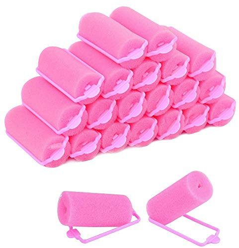 Rouleaux de mousse éponge cheveux 36 pièces bigoudis éponge douce outils pour femmes et enfants bricolage coiffure (20 mm, rose)