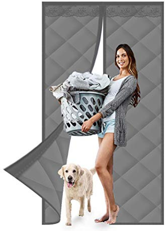 Muutos Isolation Thermique Porte Magnétique 100x230cm, Facile Ouvrir et Fermer la Conception, Restez au Chaud Isolation Phonique, Isolation Porte Magnétique for Le Salon/Porte Patio - Gris