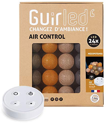 GuirLED - LED Baumwollkugeln Lichterkette USB - Drahtlose Fernbedienung - Baby Nachtlicht 2h - Dual USB 2A Netzteil enthalten - 4 Intensitäten – 24 Kugeln 2.4m - Mesopotamia