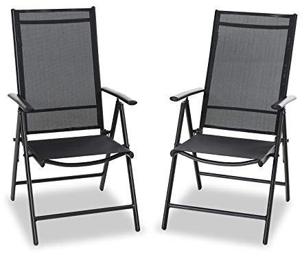 PHI VILLA Gartenstuhl, verstellbar, zusammenklappbar, hohe Rückenlehne, robuster Rahmen, wetterbeständig