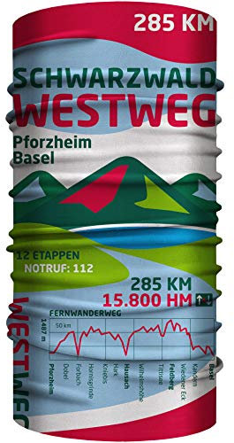 Westweg Schwarzwald Bandana, nahtloses Multifunktionstuch aus weicher Mikrofaser/atmungsaktiv Schlauchschal Halstuch Mundschutz Schal Tuch/Wanderweg Wanderführer Reiseführer COH