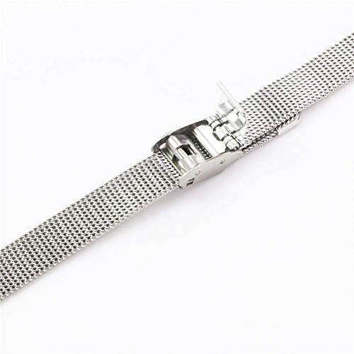 Uhrenarmbänder, Uhrenarmbänder Damen Silber Edelstahl Uhrenarmband Armband 8mm 10mm Haken Schnalle Armband Manschette Armreif # 0000