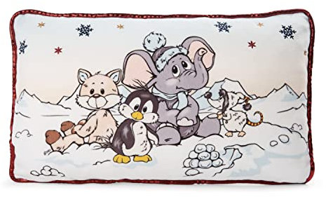 NICI 47293 Kuschelkissen Elefant, Pinguin, Schneefuchs – Flauschiges Kuscheltierkissen für Mädchen, Jungen & Babys – Rechteckiges Stofftierkissen der Winter Kollektion, 43 x 25 cm, bunt/grau