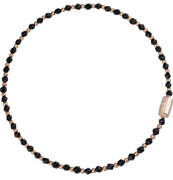 BREIL - Damenhalsband Magnetica System Collection TJ3048 - Damenschmuck - Halsband aus Edelstahl für Damen, mit Kugeln aus Poliertem Stahl (Pink IP) und Facettierten Onyxkugeln - Maximale Länge 45 cm