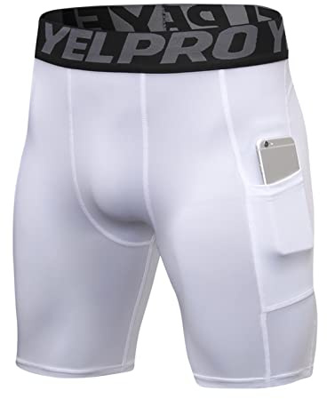Yishengwan Herren Kompressionsshorts Kurze Leggings Sport mit 2 Taschen | Schnelltrocknend Atmungsaktiv Männer Funktionsunterwäsche, Laufhose Kurz Sport Unterhosen