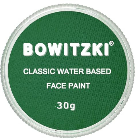 Bowitzki 30g pintura facial profesional cuerpo pintado cara pintada cara pintada agua pastel dividido seguro para niños y adultos Navidad de Halloween monocromática (Verde navideño)