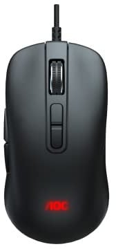 AOC GM300B Gaming Mouse with pixart3327 Sensor, Ergonomic Shape, 6200 Real DPI, 7 Light FX Button-Sync and Customizable G-Menu, Black