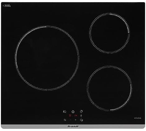 Brandt - BPI6362B - Plaque Induction - Table de Cuisson Encastrable - Noir - 3 Foyers - 5900W - Dimensions Encastrement : 56x49cm - Précision et Performances - Fabriqué en France