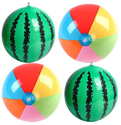 Sonwaha - Palloni da spiaggia gonfiabili, 40,6 cm, per piscina, feste estive, regali e decorazioni, per bambini e adulti, 4 pezzi