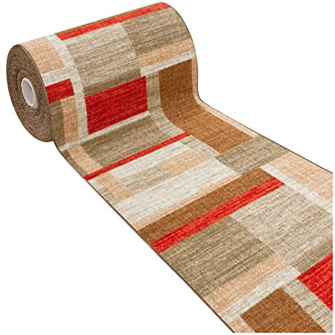 emmevi Tappeto Cucina Bordato Patchwork Passatoia Ingresso Antiscivolo Mod.FAKIRO DIS_38 57X190 BORDEAUX