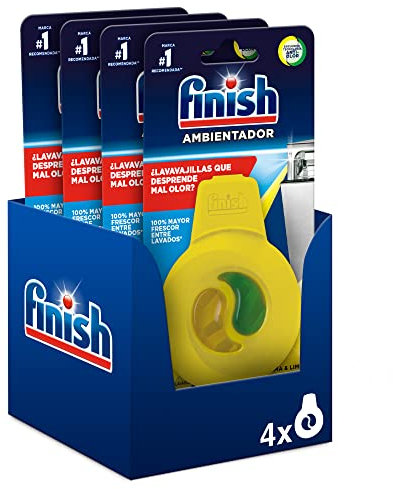 Finish Ambientador para el lavavajillas, aroma Limón, pack de 4 unidades 240 lavados (4x 60 lavados)