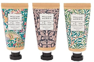 William Morris At Home Peacock-Three Handcremes 3x30ml - Pflegendes Trio für weiche und geschmeidige Hände! Feuchtigkeitsspendendes Handcreme-Set, geschenkwürdige Verpackung