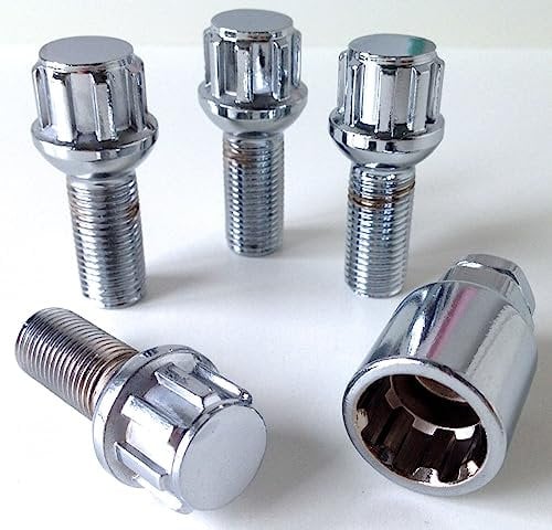 Alloy wheel Locking bolts M14 x 1.5 thread 27mm long, radius seat, 17mm Hex locks compatible for VW Volkswagen