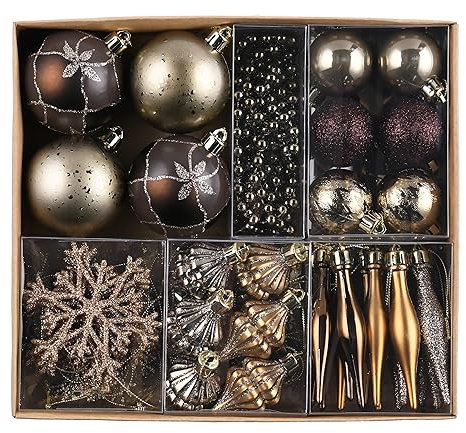 Valery Madelyn Christmas Tree Decorations Copper Baubles,60pcs 3.5-270cm Bronze Luxury Shatterproof Ball Ornaments for Tree Decorations, Hanging Gifts