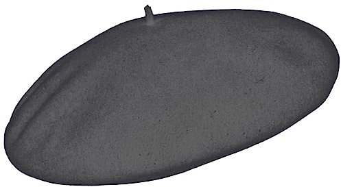 Laulhère Original Französische Baskenmütze | Barett | Made IN France - aus 100% Merino-Wolle – Anthrazit, 55