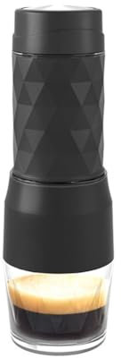 ailill Cafetera portátil, máquina de café expreso, cápsula de mano, cafetera molida, portátil para viajes y picnic, fácil de usar, color negro