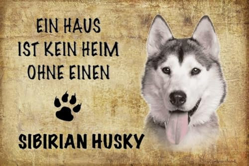 mrdeco Metall Schild 12x18cm gewölbt Sibirian Husky Hund Schild