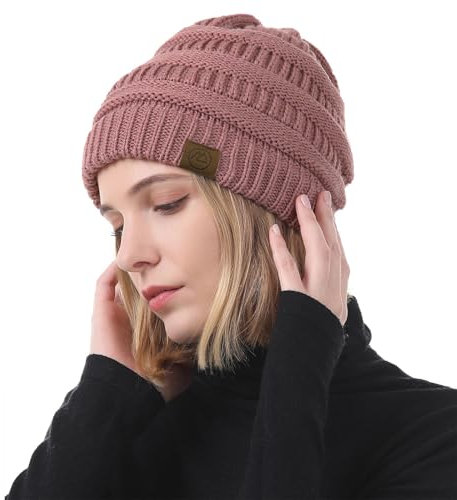 PONCEAU Mütze Damen Strickmütze Atmungsaktiv Warme Beanie mit Innenfutter Unisex Wintermütze Herren Beanie Gefütterte Herbst Winter Strickmütze Damen Klassische Slouch Beanie Mütze Slouch
