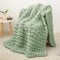 Decke Grob Gestrickte, Grobstrick-überwurf Strickwolle Dickes Garn, 100% Dicke Wolle Zum Handstricken Strickdecke, überwürfe Für Sofa Gestrickte Bettüberwurf-DeckenFürBetten, 127x152cm, Hellgrün