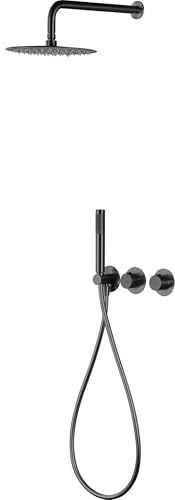 IMEX GTA052/BGM Assen Grifo Termostático Ducha Empotrado 2 Vías Black Gun Metal