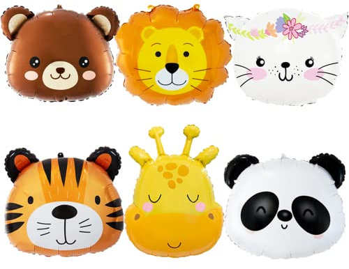 Folienballon Tiere, 6 Stück Tierkopf Ballons, Folienballon Waldtiere,Folienballons Tier für Kindergeburtstag,Luftballons Tiere für Kinder Geburtstag Party Deko