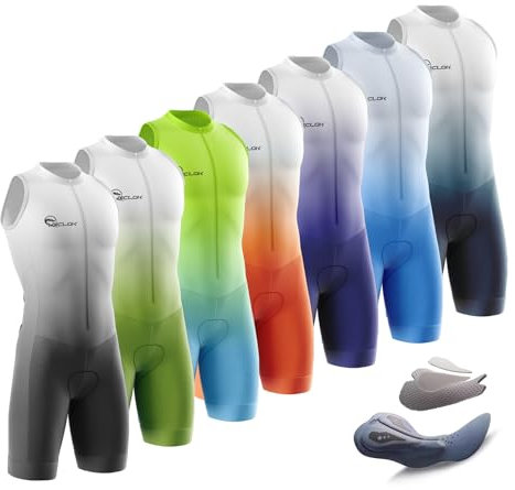 Herren Triathlon Anzug Trisuit Race Skinsuit Radfahren Speed Suit+Wettkampfprofi Gepolstert,2024 Einteiliges Radtrikot - 3Taschen für Wettkampf Run, Cycle, Swim (Schwarz und weiß,L)