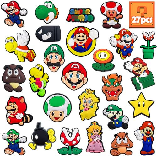 Acuiwer Shoe Charms Adornos de Zapatos 27 PCS PVC Encantos Cristal Clog Adornos para Zapatos para Niñas Mujeres Niños (A-M-27)