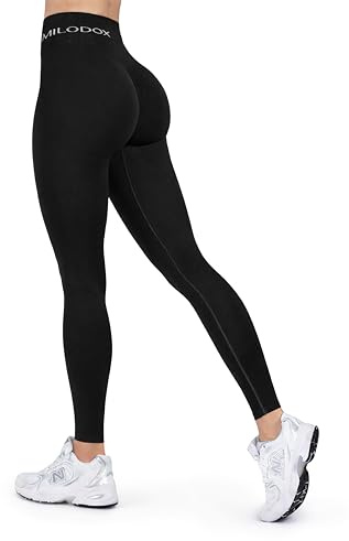 SMILODOX Scrunch Butt Leggings Damen Azura - High Waist Seamless Sporthose - Blickdichte Push-Up Booty Leggins Hose - Squat-Sicher für Sport Yoga Fitness Gym Workout, Größe:L, Color:Schwarz