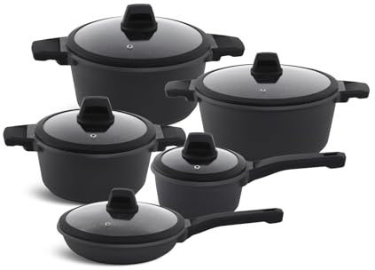 Edenberg 10-teiliges Topfset mit Bratpfanne, Glasdeckel, Beschichtete Töpfe und Pfannen, Induktionstopfset | Induktionstopfset, Induktionskochgeschirr EB-5649 HIT!
