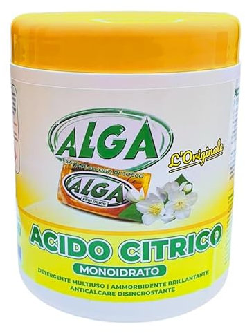 ALGA BIO Acido Citrico - Azione Brillantante, Ammorbidente, Anticalcare e Disincrostante, per bucato e pulizie in casa, Detergente Multiuso