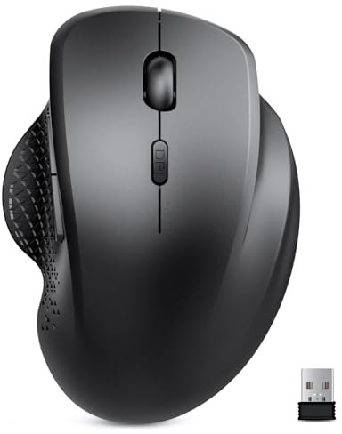 Anycool Mouse Bluetooth, mouse senza fili, mouse ergonomico, 2,4 GHz con ricevitore USB, tracciamento ottico 1600 DPI, clic silenziosi, mouse per computer portatile, PC, notebook (nero)