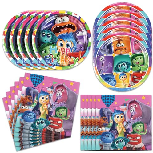 40Pack Inside Out Party Supplies include 20 plates, 20 napkins for the Inside Out Theme Birthday Party Decoration