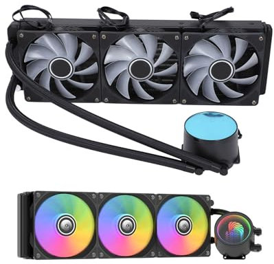 ASHATA RGB CPU Liquid Cooler, 360mm Radiator, PWM Control Integrated Computer Liquid Cooling System CPU Radiator Fan Cooler for LGA 1700 1200 115X