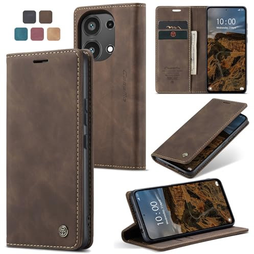 owlhold Cover Xiaomi Redmi Note 13 Pro 4G(Non per 5G),Custodia Redmi Note 13 Pro 4G Magnetica Portafoglio Flip[Antiurtoo][Cavalletto][Carta Fessura] Cover Pelle per Redmi Note 13 Pro 4G-Caffè