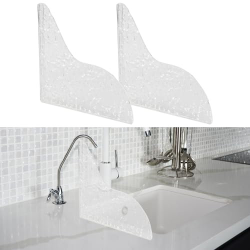 2 Pezzi Protezioni Antischizzo, Acrilico Paraspruzzi Lavello Cucina, Bagno Paraschizzi, Autoadesivo Accessori per Bagno Ondulazione dell'Acqua Trasparente per Bagno, Cucina