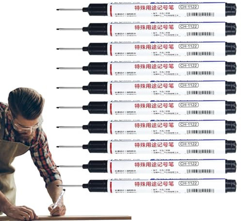 Construction Paint Markers - Deep Hole Marker Pen | Tracer Complete Deep Hole Marking Kit | 10pcs Machinist Waterproof Tools | Metal Marking Pen | Metal Markers for Precise for Hardware Decoration