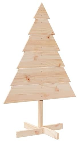 vidaXL Árbol de Navidad de Adorno Madera Maciza 110 cm, decoración del árbol de Navidad de Madera, árbol Decorativo de Madera, decoración del árbol de Madera