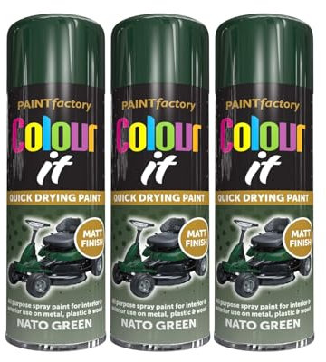 DIOXSTAR Nato Green Matt Finish Quick Drying All Purpose Spray Paint, 250ml (3 PCS)
