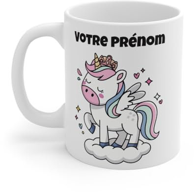Mug Licorne Personnalisable Personnalisé avec Prénom - idée cadeau pour enfant et adulte