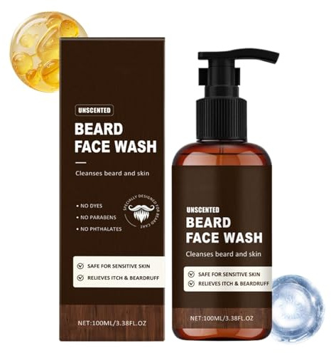 Beard Shampoo for Men - Deep Cleaning Beard Care Enhancement Shampoo Soften and Moisturise | Beard Dandruf Shampoo, Natural Men Beard Cleaner Shampoo for Gentle Cleaning and Hydrating