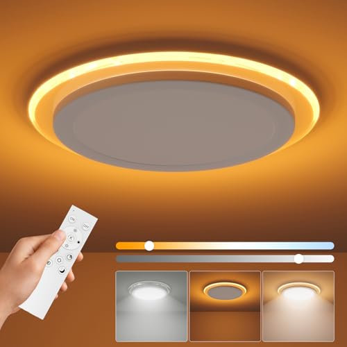 Aphyni Deckenlampe Led Dimmbar 33W, Planet Ring Design Deckenleuchte Rund Deckenbeleuchtung Mit Fernbedienung, 3000-6500K 4200LM Unterstützt Nachtlicht Timer Für Schlafzimmer Kinderzimmer Wohnzimmer