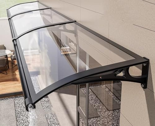 HEFJIAYCIQ Fenster Tür Markise Mit Großem Waschbecken, Patio Porch Polycarbonat Abdeckung Bogen Vordach, Für Sonnenschutz, UV-, Regen- Und Schneeschutz,Clear,100x440cm/39x173in