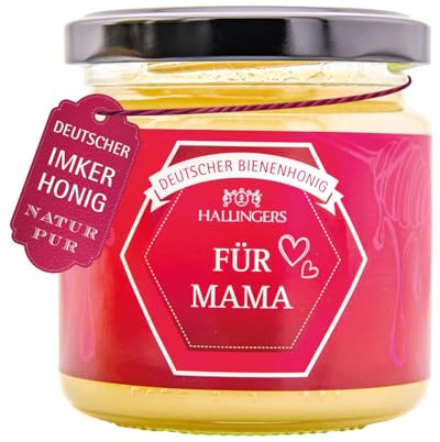 Hallingers Genuss Manufaktur Honig Muttertagsgeschenk - kalt geschleudert vom Imker Hand-crèmig-gerührt ungefiltert & unpasteurisiert Für Mama Frühlingsblüte, Geschenkidee für Mama Oma