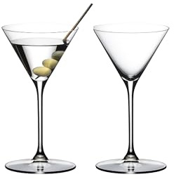 RIEDEL Grape Martini and Cocktail Diamond-Shaped Machine-Made Crystal Glass with Steeply Angled Sides (2-Pack, Clear)